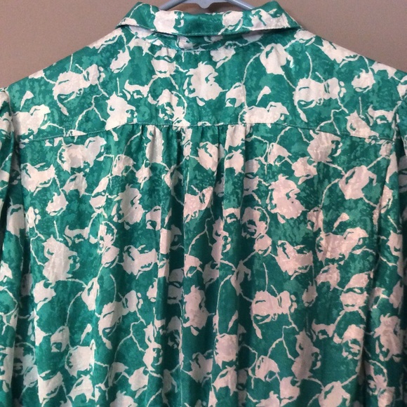 Vintage Green and White Floral Dress, Made in USA - Picture 6 of 14